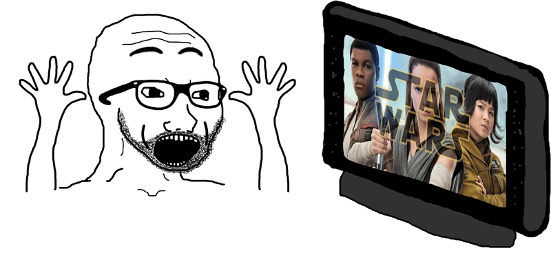 File:145 - soybooru.com - animated arm excited excited soyjak glasses hands hands up open mouth screen shaking soyjak star wars stubble text tv (4chan) uncolored skin.gif