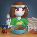 Sproketan eating breakfast