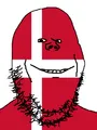 With Danish flag