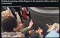 BLMtards pointing middle fingers to the hunderd million victims of communism