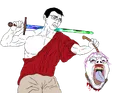 Muscular Chud beheading a tranny Isaac.