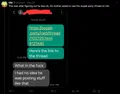 His mom's reaction to the thread