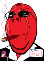 An artist's rendition of Dr. E as "Doctor Evil."