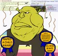 An anti-Shrek slopjak, from the war - This one references the infamous Shrek is love, Shrek is life copypasta[5]