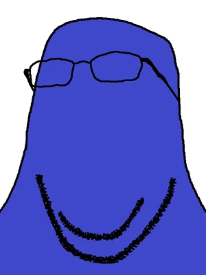 blue man with glasses