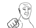 Pointing at the viewer.