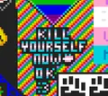 Other tranny artworks were targeted as well, this one with a "KYS" message.