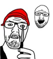 Two different interpretations of a soyjak based on Yar's face reveal.