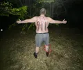 Frank Hassle, with the tattoo on his left leg.