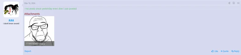 >no posts since yesterday even doe I just posted