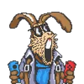A soy bunny holding nintendo switch controls