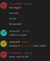 Seething at being called mean shit.