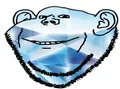 Soygem Pass flag. A white field with emblem stretched across the entire field. The emblem is a gem shaped like Impish Soyak Ears.