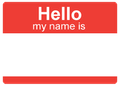 A standard nametag, commonly used in 'jakking