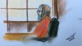 A courtroom sketch of him