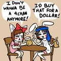 A toss by some 4cuck drawfag showing how the purchase of 4chan probably went like. With Moot as Moot-tan and Hiro as Hiro-tan.