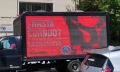 A billboard truck displaying an image of Bukele making the Nazi salute in Washington, D.C., in 2023.